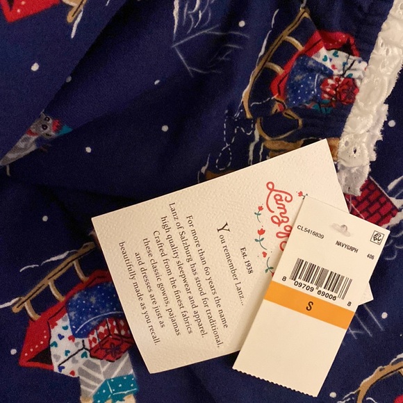 NWT Lanz of Salzburg lace long flannel cotton nightgown christmas holiday print - Picture 14 of 17
